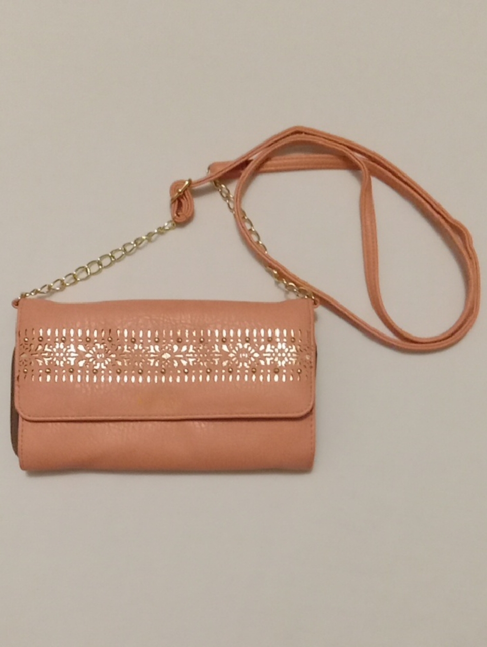 Nicole Miller Coral Metallic Studded Crossbody Wallet